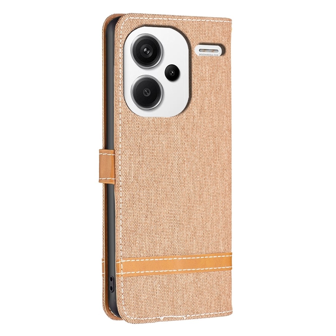 Xiaomi Redmi Note 13 Pro Plus 5G Θήκη Βιβλίο Καφέ Color Block Denim Texture Phone Case Brown