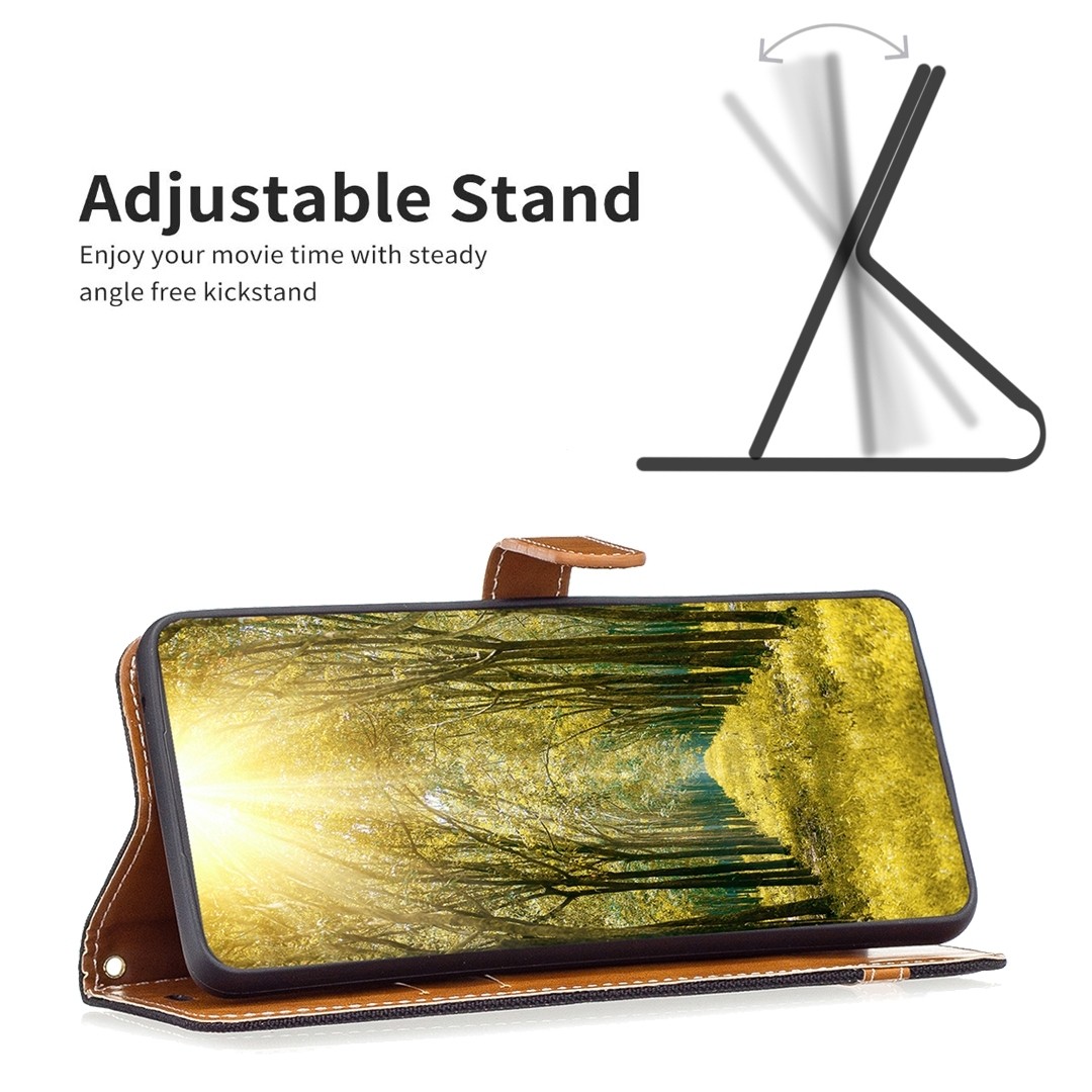 Xiaomi Redmi Note 13 Pro Plus 5G Θήκη Βιβλίο Μαύρο Color Block Denim Texture Phone Case Black
