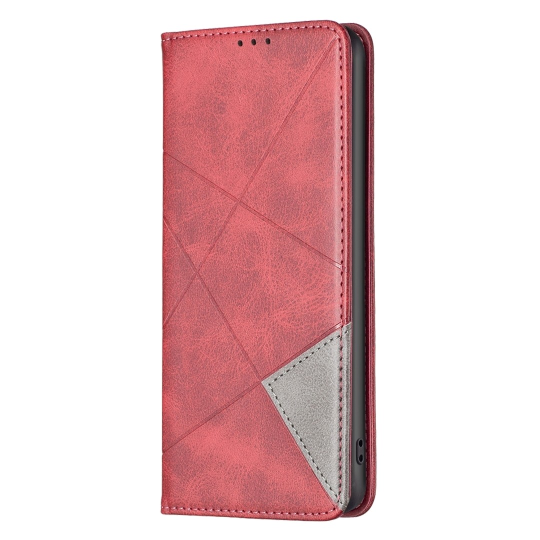 Xiaomi Redmi Note 13 Pro Plus 5G Θήκη Βιβλίο Κόκκινο Magnetic Buckle Rhombus Texture Phone Case Red