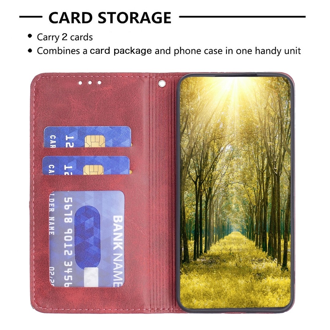 Xiaomi Redmi Note 13 Pro Plus 5G Θήκη Βιβλίο Κόκκινο Magnetic Buckle Rhombus Texture Phone Case Red