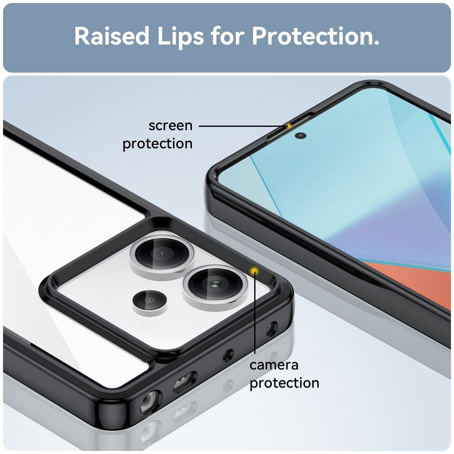 Xiaomi Redmi Note 13 Pro Plus 5G Θήκη Διάφανη - Μαύρη Colorful Series Acrylic + TPU Phone Case Black