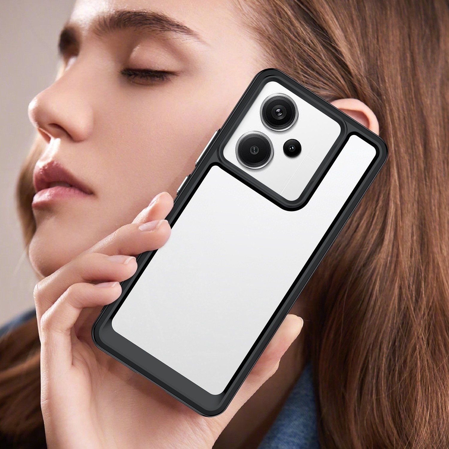 Xiaomi Redmi Note 13 Pro Plus 5G Θήκη Διάφανη - Μαύρη Colorful Series Acrylic + TPU Phone Case Black