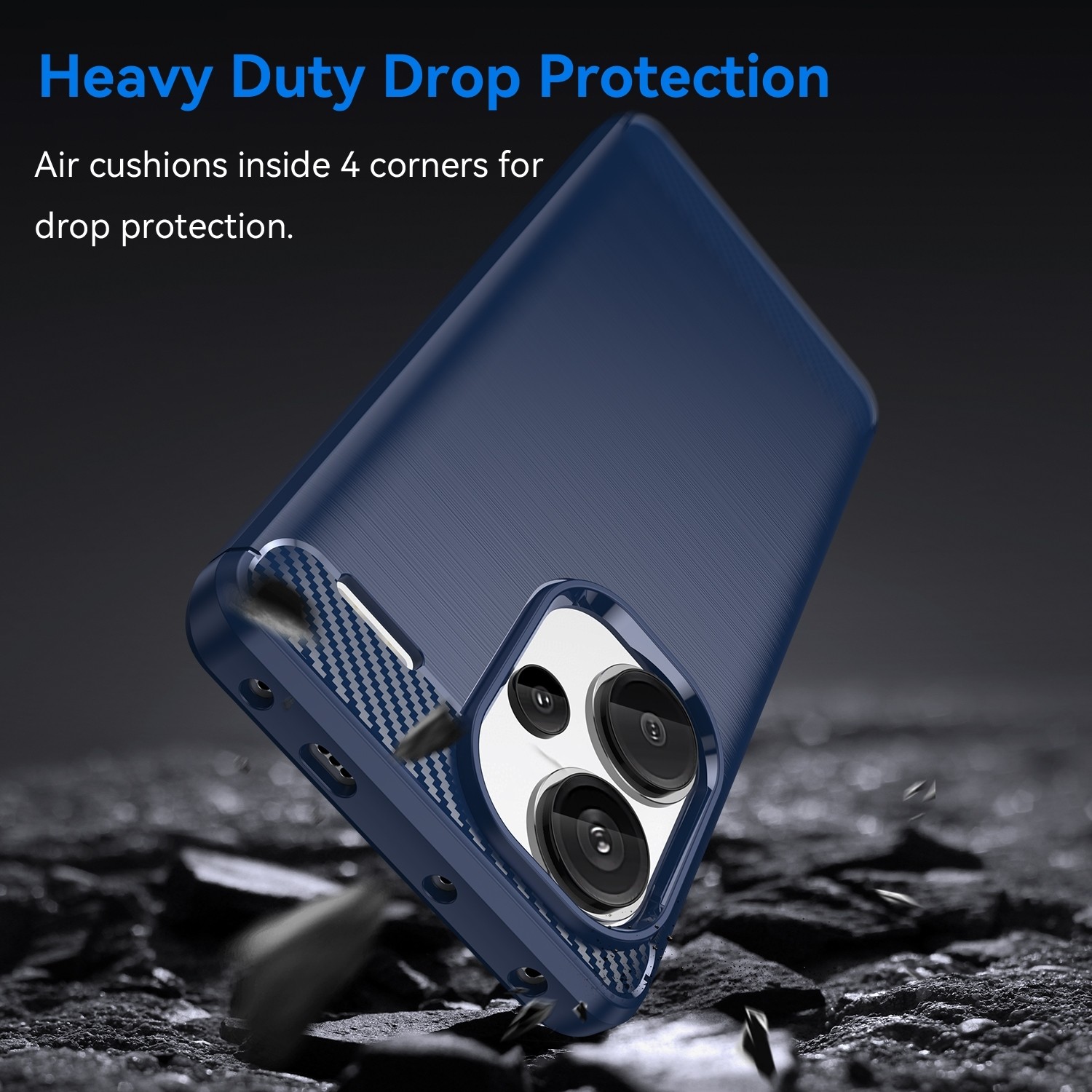 Xiaomi Redmi Note 13 Pro Plus 5G Θήκη Σιλικόνης Μπλε Brushed Texture Carbon Fiber TPU Phone Case Blue