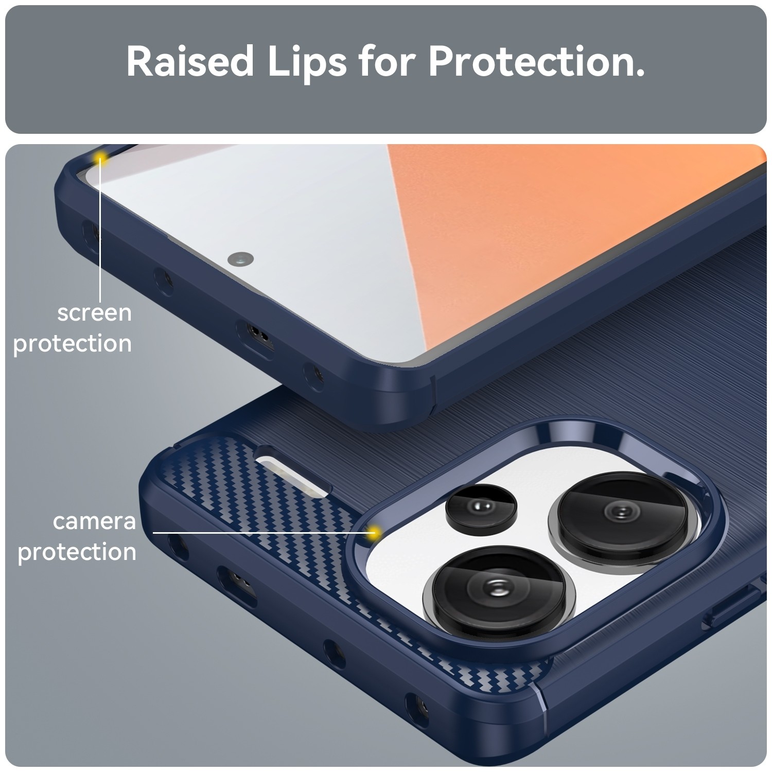 Xiaomi Redmi Note 13 Pro Plus 5G Θήκη Σιλικόνης Μπλε Brushed Texture Carbon Fiber TPU Phone Case Blue