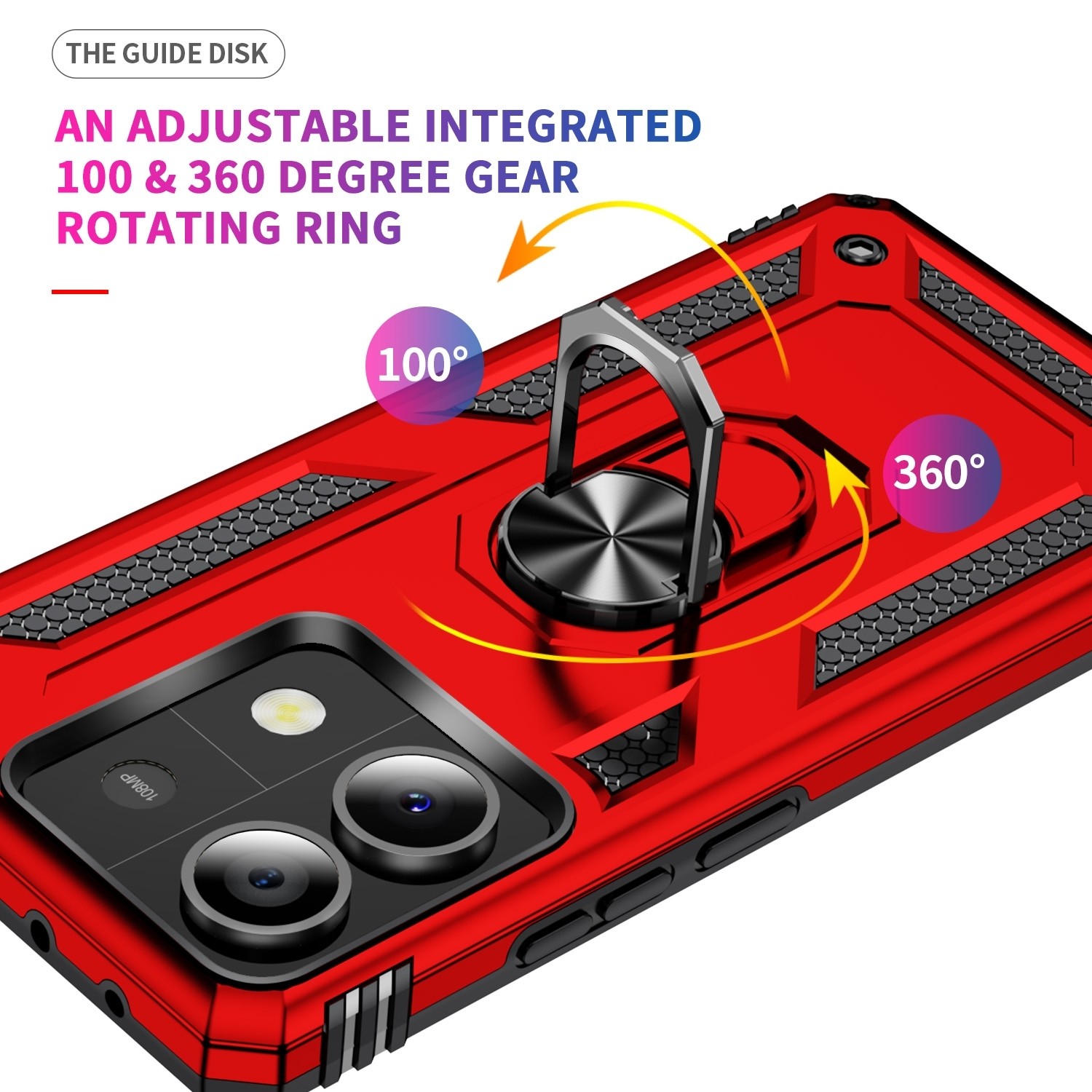 Xiaomi Redmi Note 13 5G Θήκη Κόκκινο Με Σταντ Shockproof TPU + PC Phone Case with Holder Red