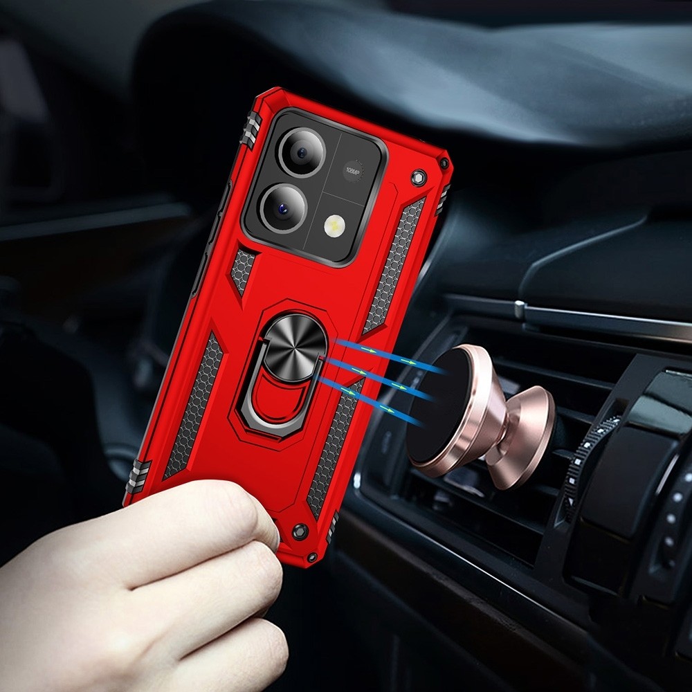 Xiaomi Redmi Note 13 5G Θήκη Κόκκινο Με Σταντ Shockproof TPU + PC Phone Case with Holder Red