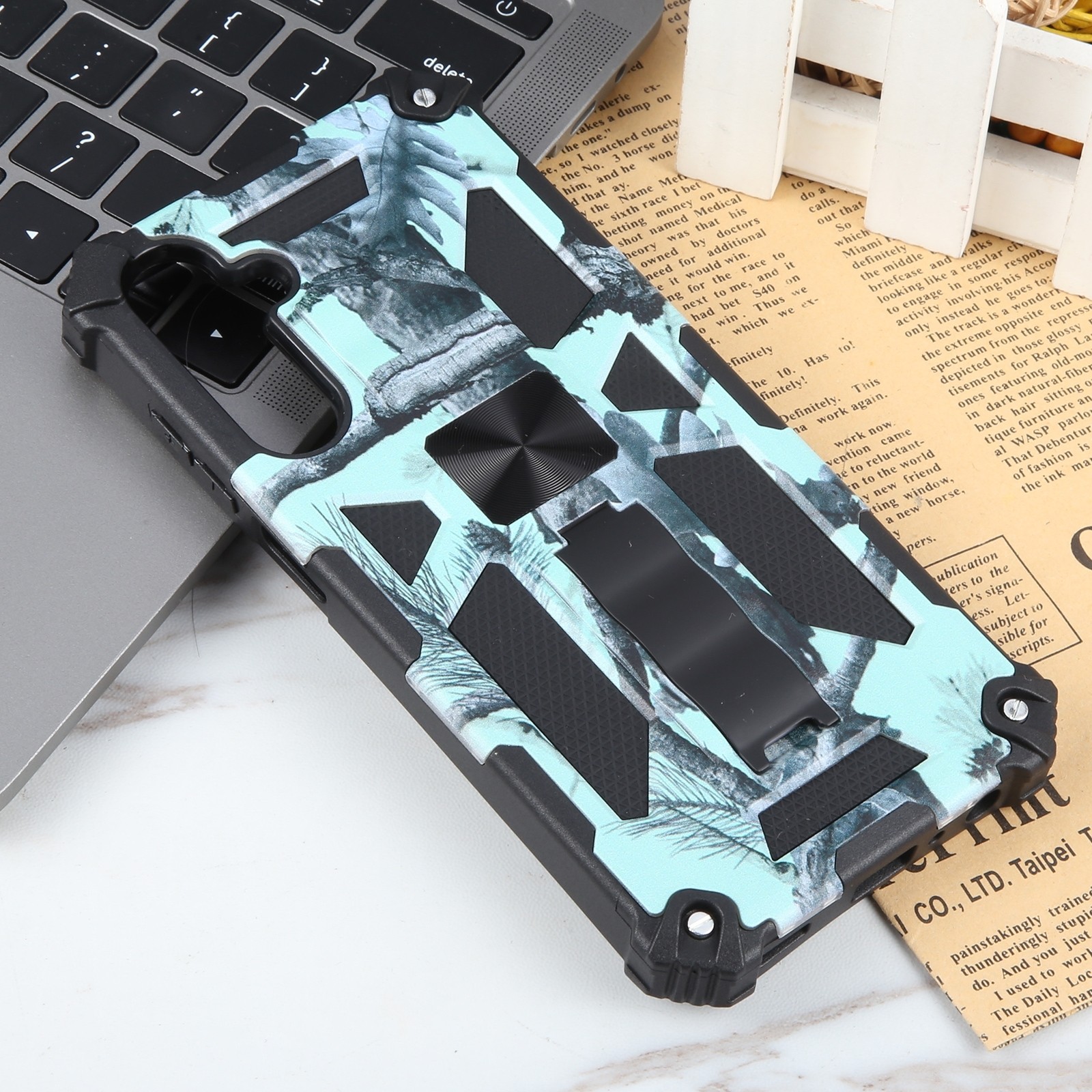 Samsung Galaxy A25 5G / A24 5G/4G Θήκη Καμουφλάζ Βεραμ΄άν Camouflage Armor Shockproof Magnetic Case with Holder Army Mint