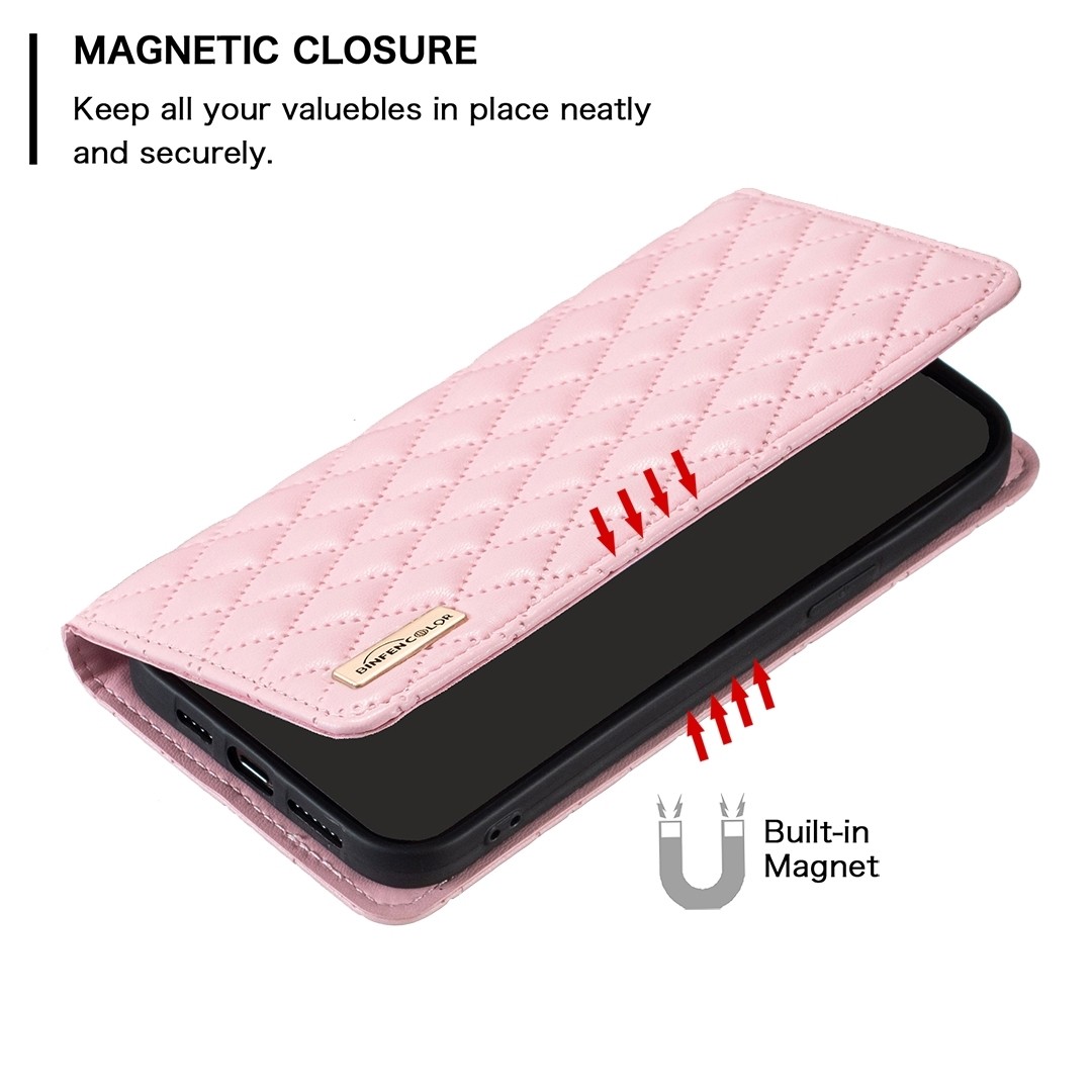 Xiaomi Redmi Note 13 Pro Plus 5G Θήκη Βιβλίο Ροζ Diamond Lattice Magnetic Flip Phone Case Pink