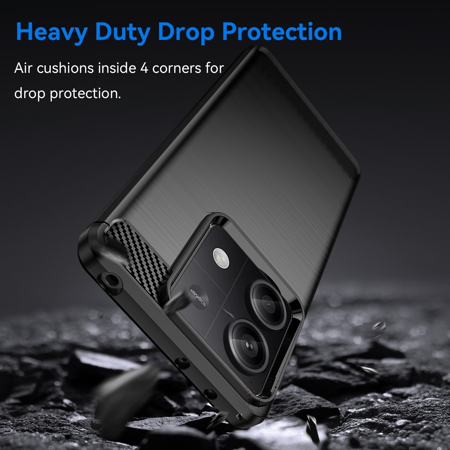 Xiaomi Redmi Note 13 5G Θήκη Σιλικόνης Μα΄ύρη Brushed Texture Carbon Fiber TPU Phone Case Black