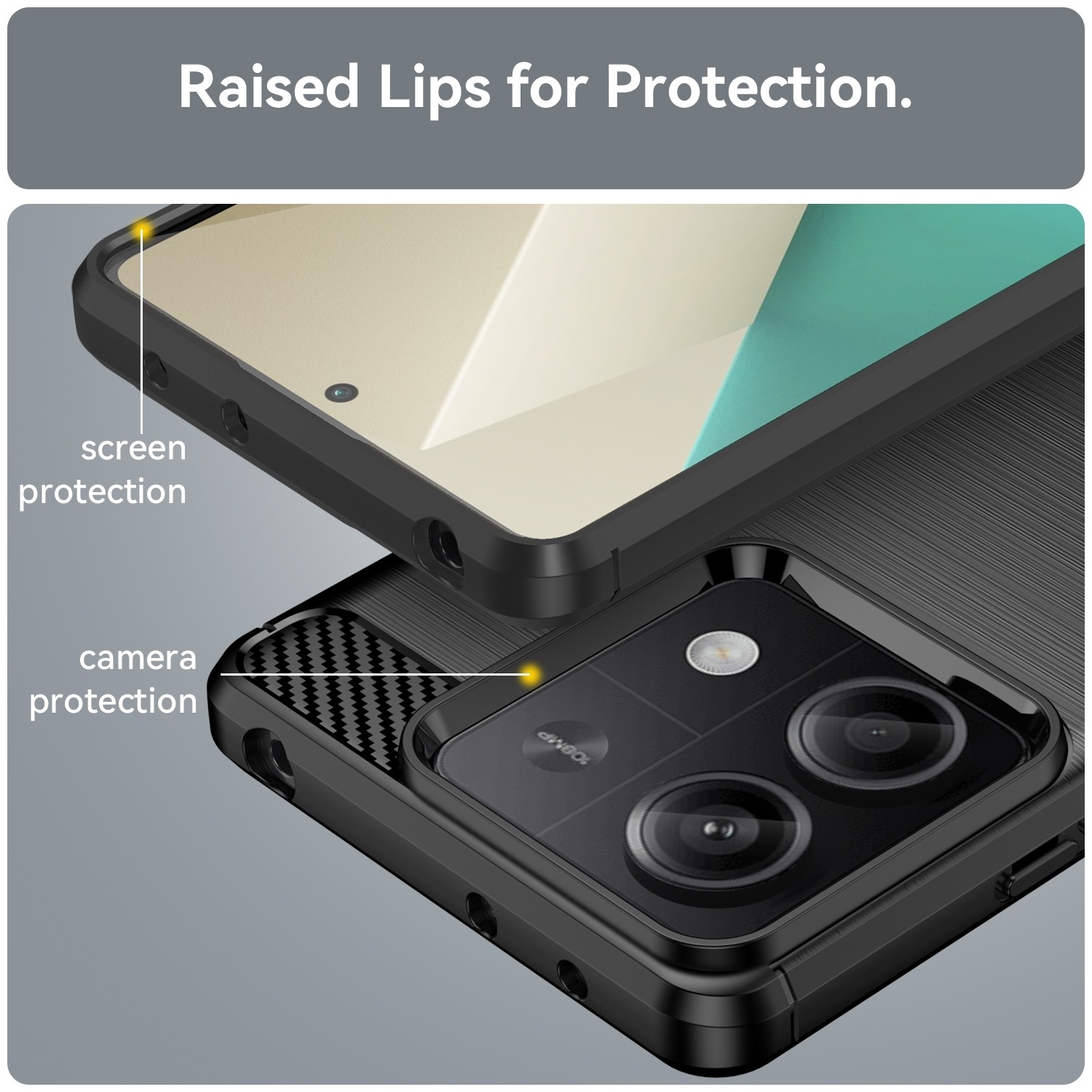 Xiaomi Redmi Note 13 5G Θήκη Σιλικόνης Μα΄ύρη Brushed Texture Carbon Fiber TPU Phone Case Black