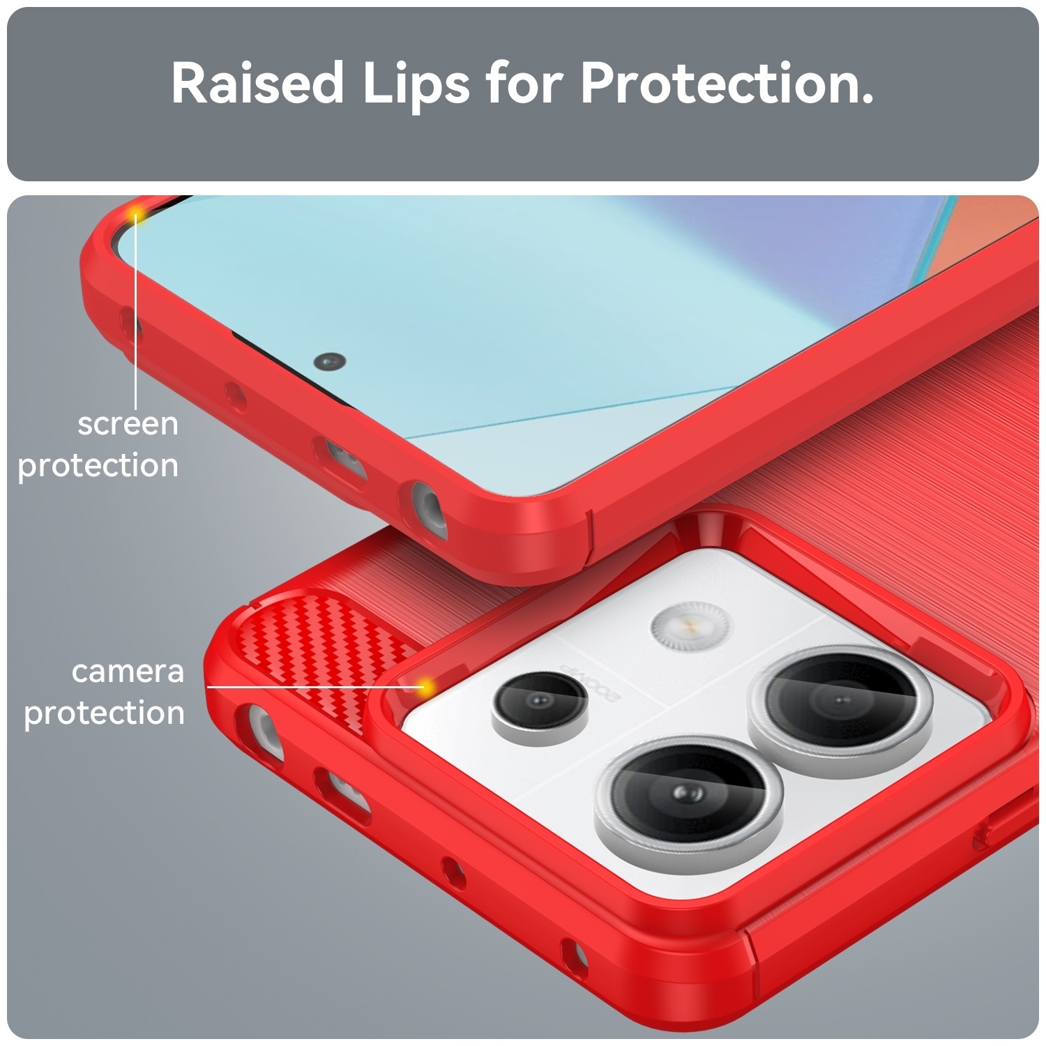 Xiaomi Redmi Note 13 Pro 5G / Poco X6 5G Θήκη Σιλικόνης Κόκκινη Brushed Texture Carbon Fiber TPU Phone Case Red