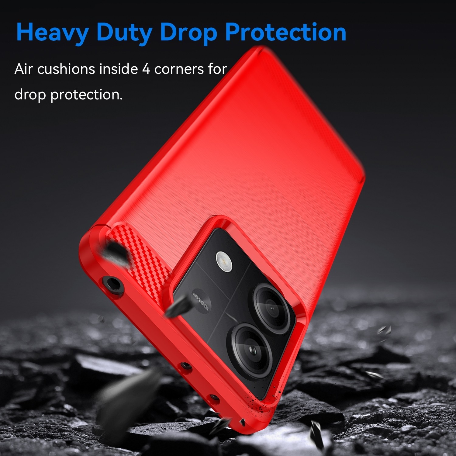 Xiaomi Redmi Note 13 5G Θήκη Σιλικόνης Κόκκινη Brushed Texture Carbon Fiber TPU Phone Case Red