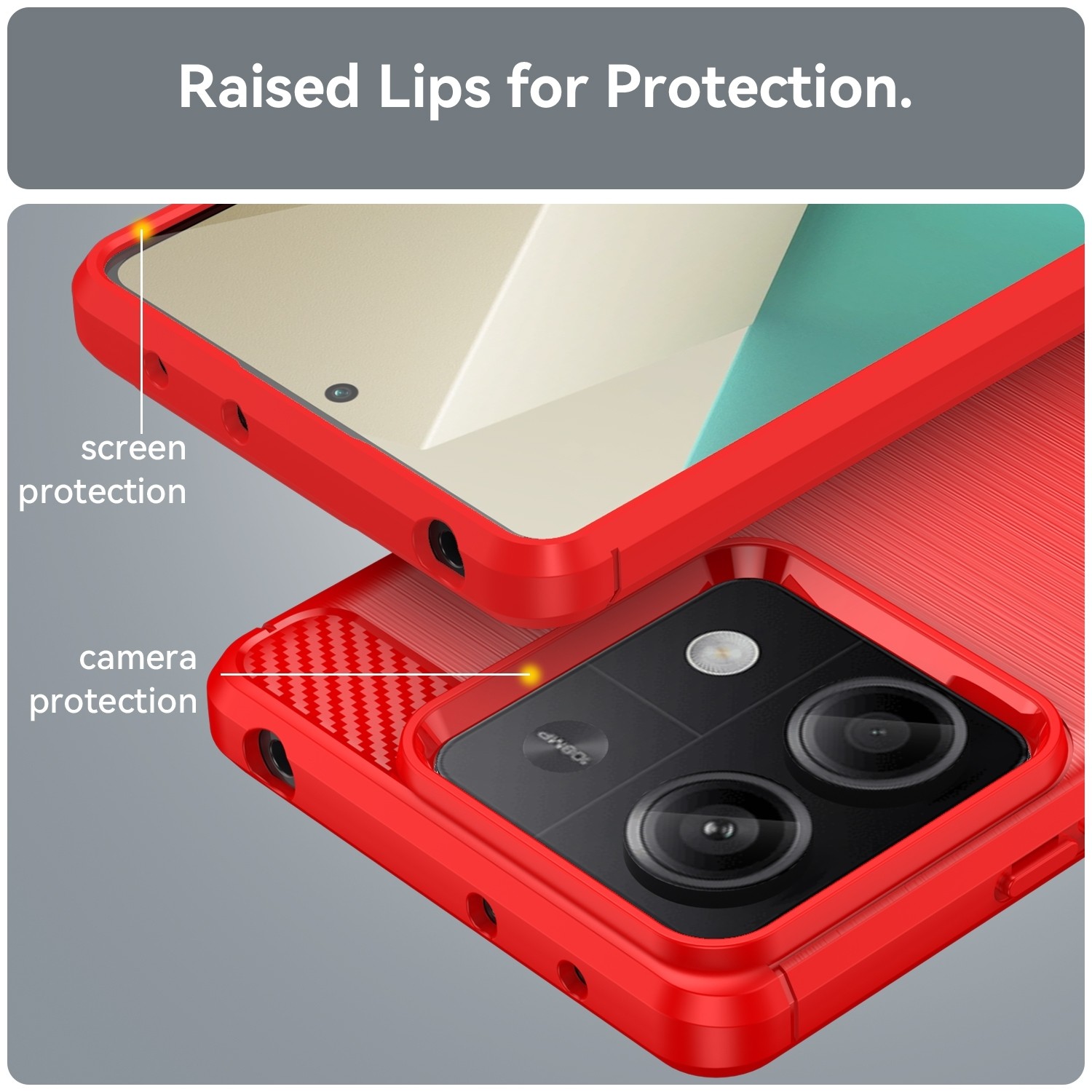 Xiaomi Redmi Note 13 5G Θήκη Σιλικόνης Κόκκινη Brushed Texture Carbon Fiber TPU Phone Case Red