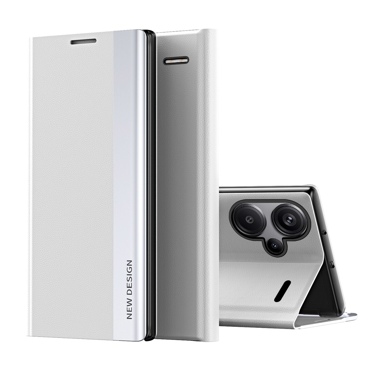 Xiaomi Redmi Note 13 Pro Plus 5G Θήκη Βιβλίο Ασημί Side Electroplated Adsorption Phone Case Silver