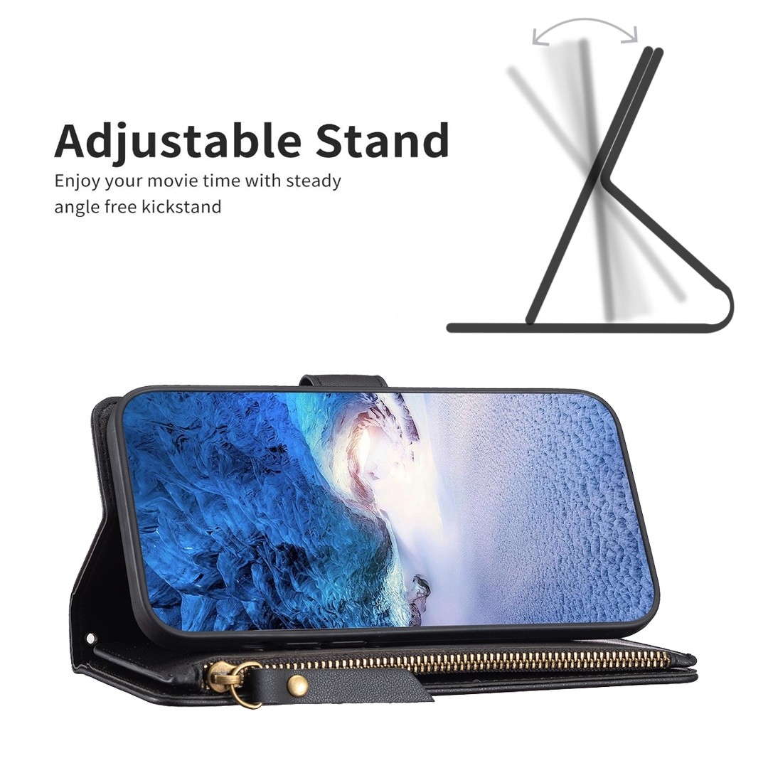 Xiaomi Redmi Note 13 Pro Plus 5G Θήκη Βιβλίο Μαύρο Card Slots Zipper Wallet Flip Phone Case Black