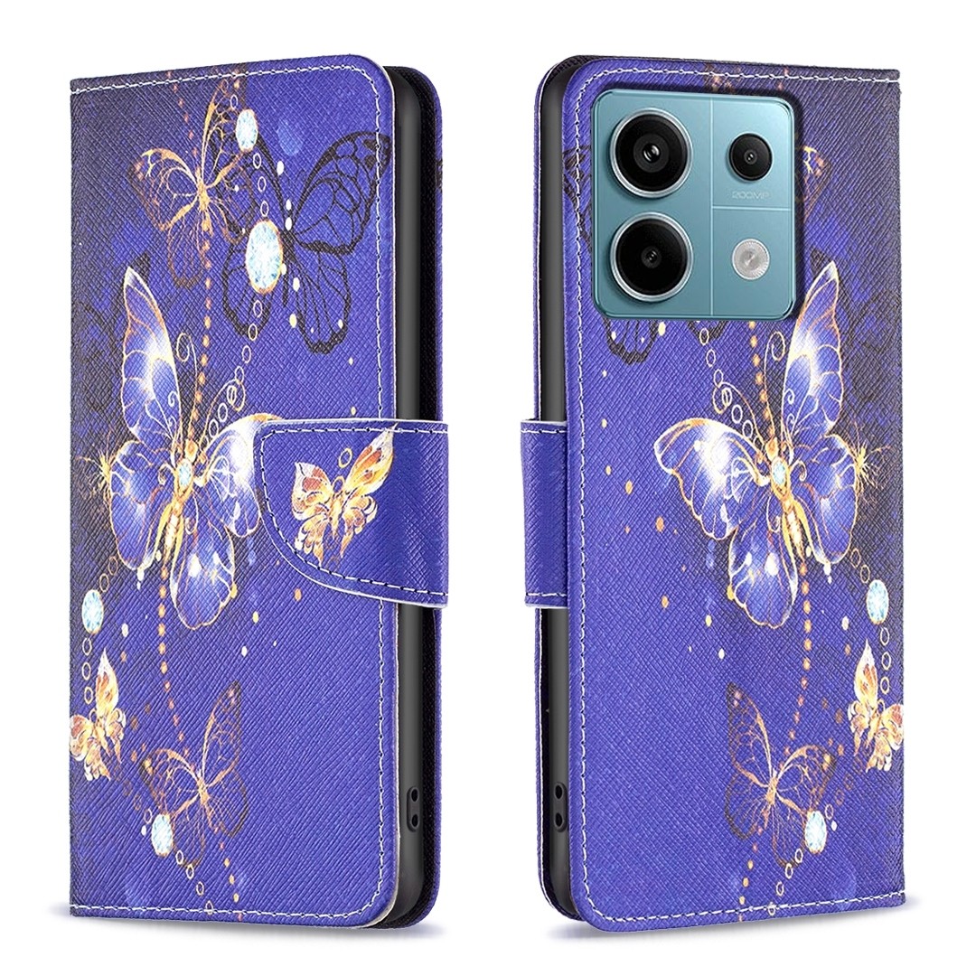 Xiaomi Redmi Note 13 Pro 5G / Poco X6 5G Θήκη Βιβλίο Colored Drawing Pattern Phone Case Purple Butterfly