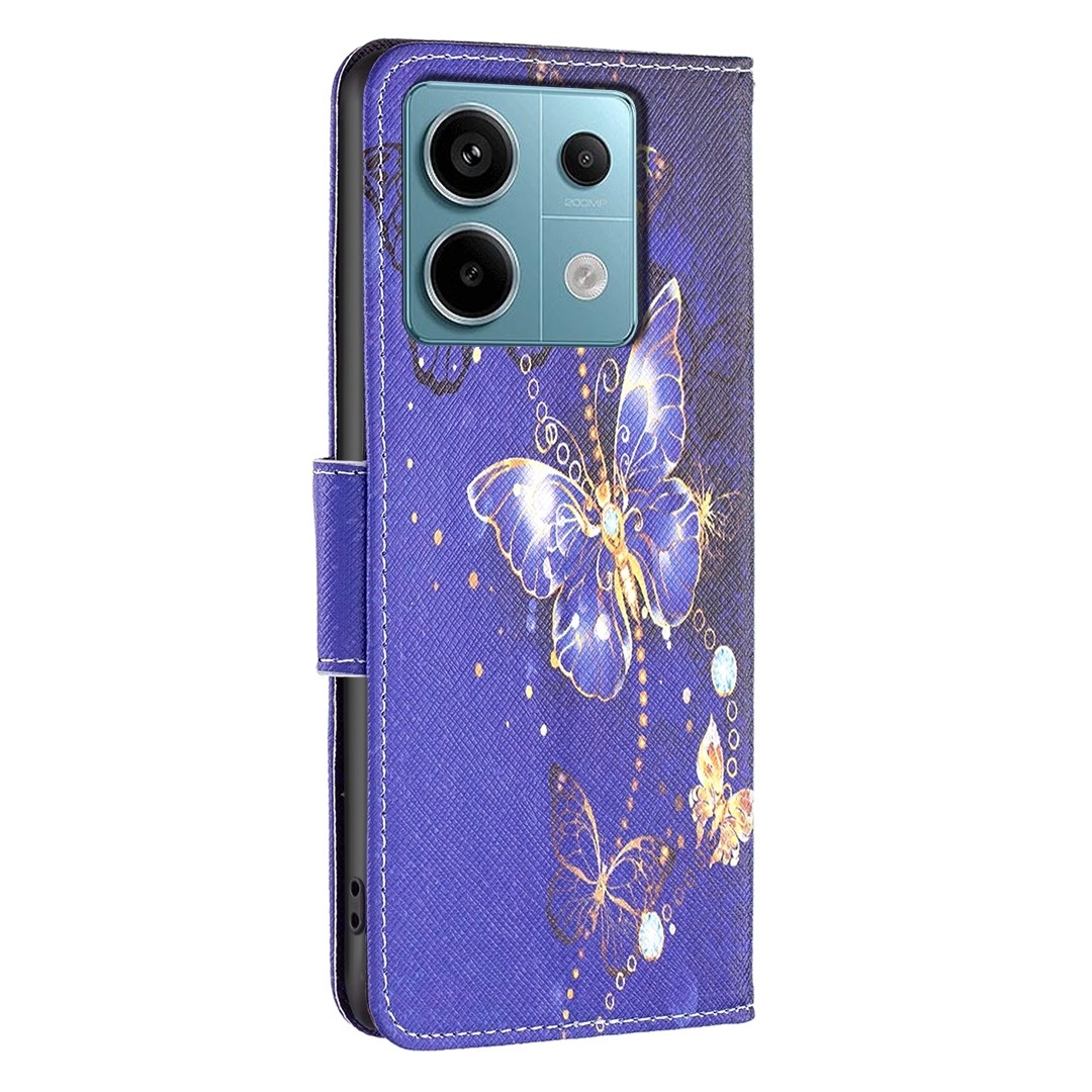 Xiaomi Redmi Note 13 Pro 5G / Poco X6 5G Θήκη Βιβλίο Colored Drawing Pattern Phone Case Purple Butterfly