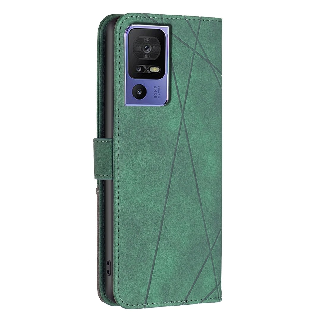 TCL 40 SE Θήκη Βιβλίο Πράσινο Magnetic Buckle Rhombus Texture Phone Case Green