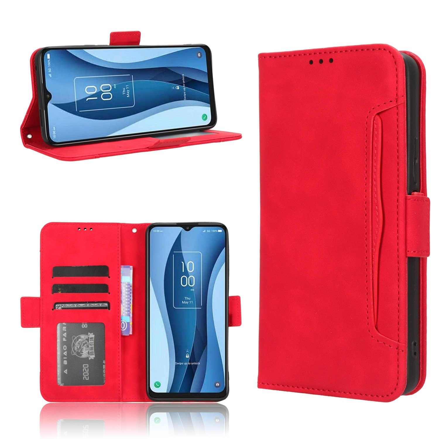TCL 40 NXTpaper 5G Θήκη Βιβλίο Κόκκινο Skin Feel Calf Texture Card Slots Phone Case Red
