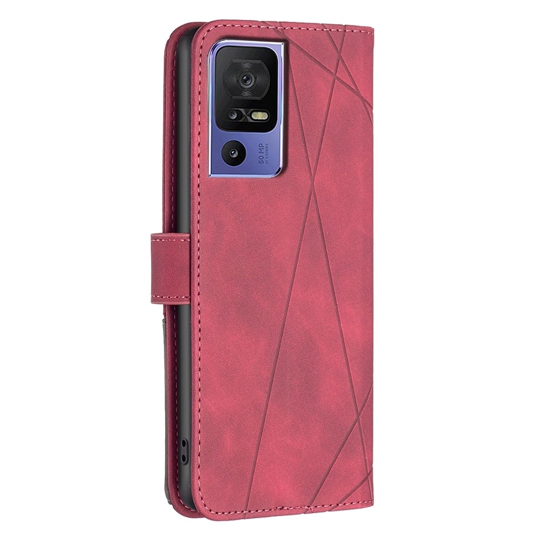 TCL 40 SE Θήκη Βιβλίο Κόκκινο Magnetic Buckle Rhombus Texture Phone Case Red