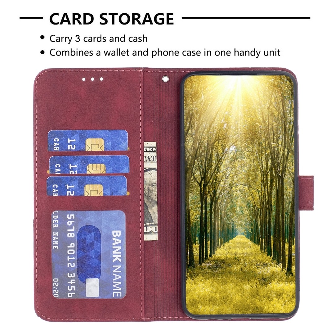 TCL 40 SE Θήκη Βιβλίο Κόκκινο Magnetic Buckle Rhombus Texture Phone Case Red