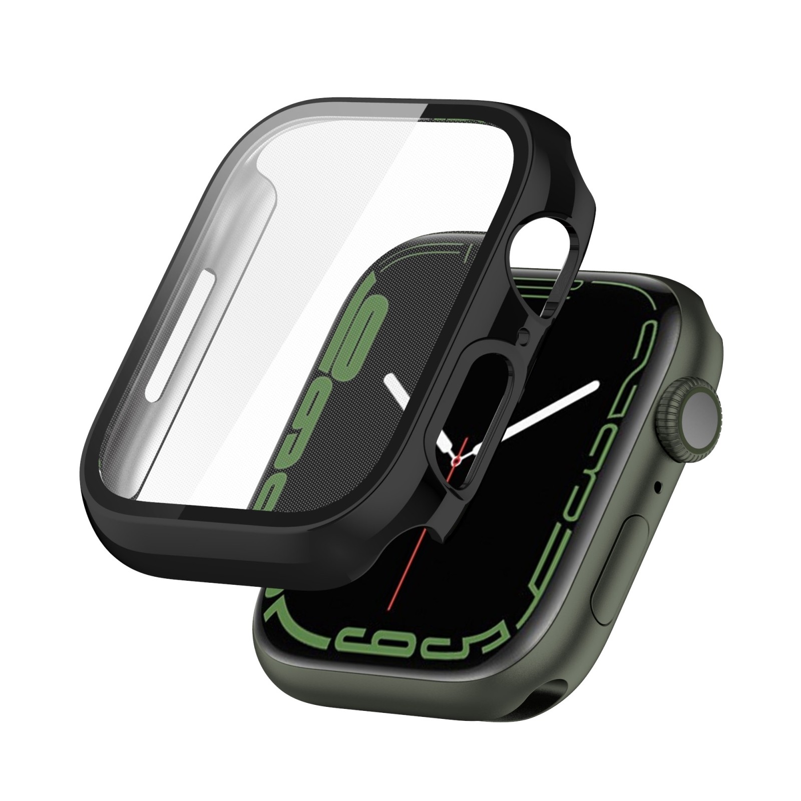 Apple Watch Series 9 / 8 / 7 45mm Θήκη με Τζαμάκι Προστασίας Οθόνης Electroplating Shockproof PC Protective Case