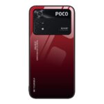 Xiaomi Poco M4 Pro 4G Θήκη Κόκκινο / Μαύρο Με Πλαίσιο Σιλικόνης Και Όψη Γυαλιού Gradient Color Glass Case Red Black
