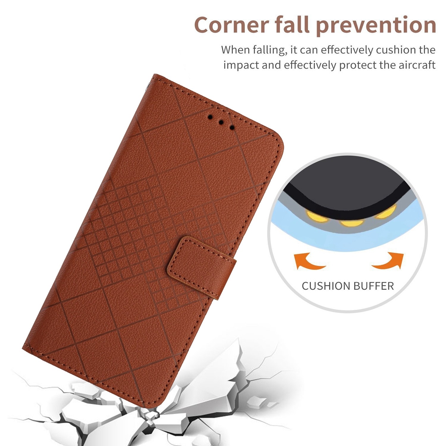 Xiaomi Redmi Note 12 Pro 4G Θήκη Βιβλίο Καφέ Rhombic Grid Texture Phone Case Brown