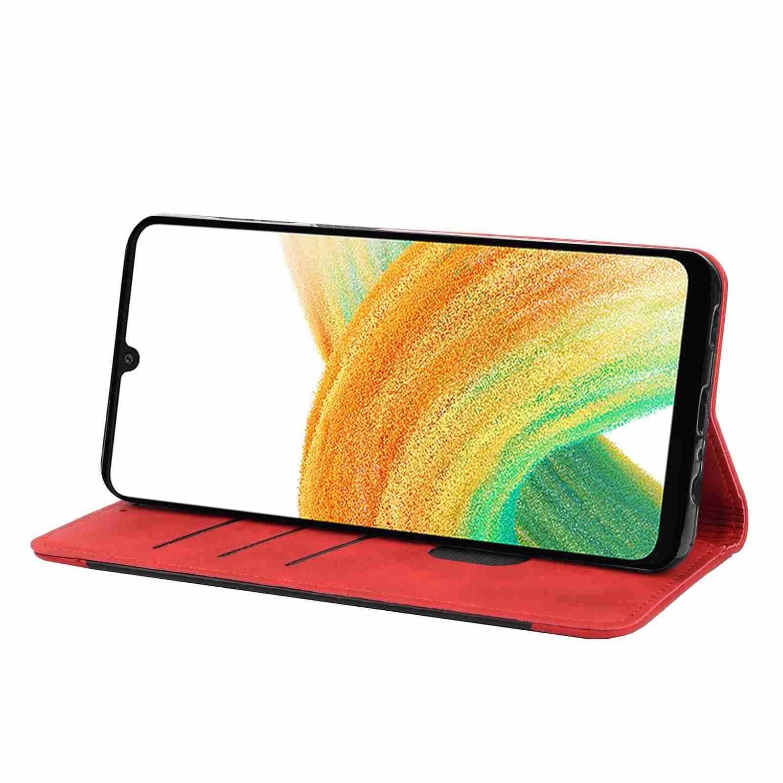 Samsung Galaxy A55 5G Θήκη Βιβλίο Κόκκινο Skin Feel Splicing Phone Case Red