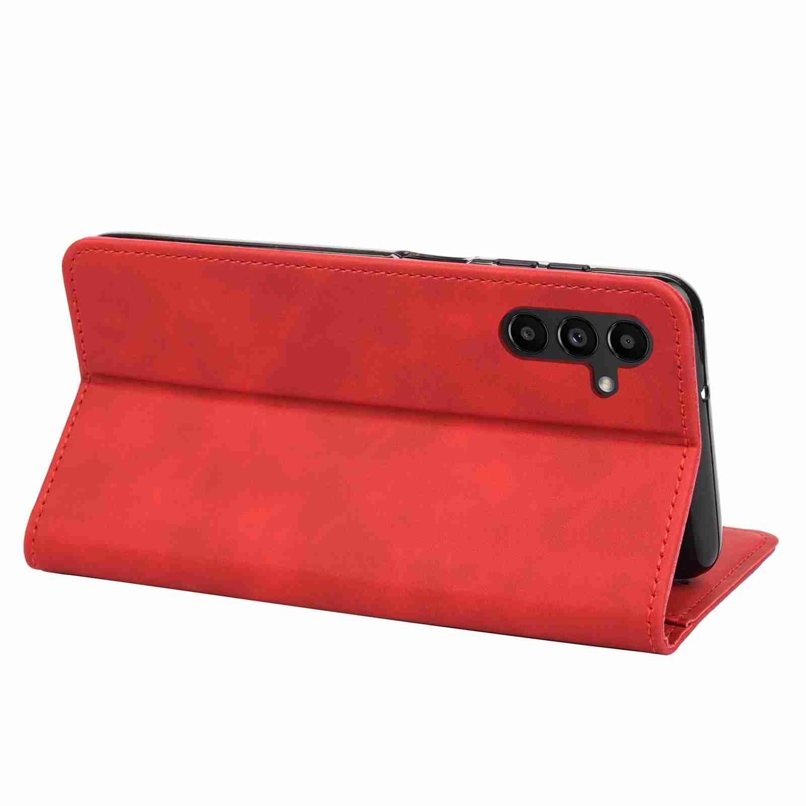 Samsung Galaxy A55 5G Θήκη Βιβλίο Κόκκινο Skin Feel Splicing Phone Case Red