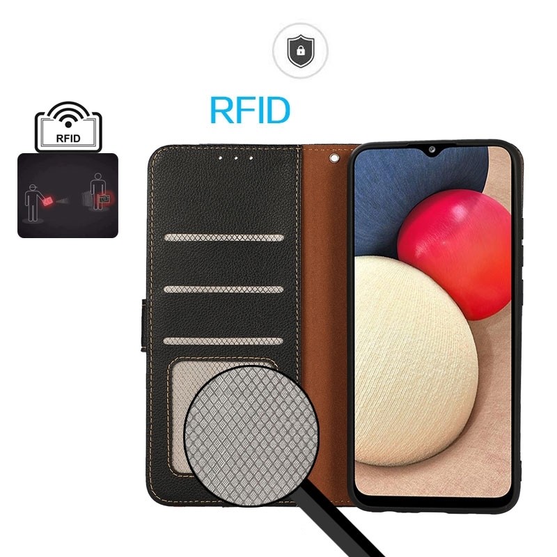 Samsung Galaxy A35 5G Θήκη Βιβλίο Μαύρο KHAZNEH Litchi Texture RFID Phone Case Black