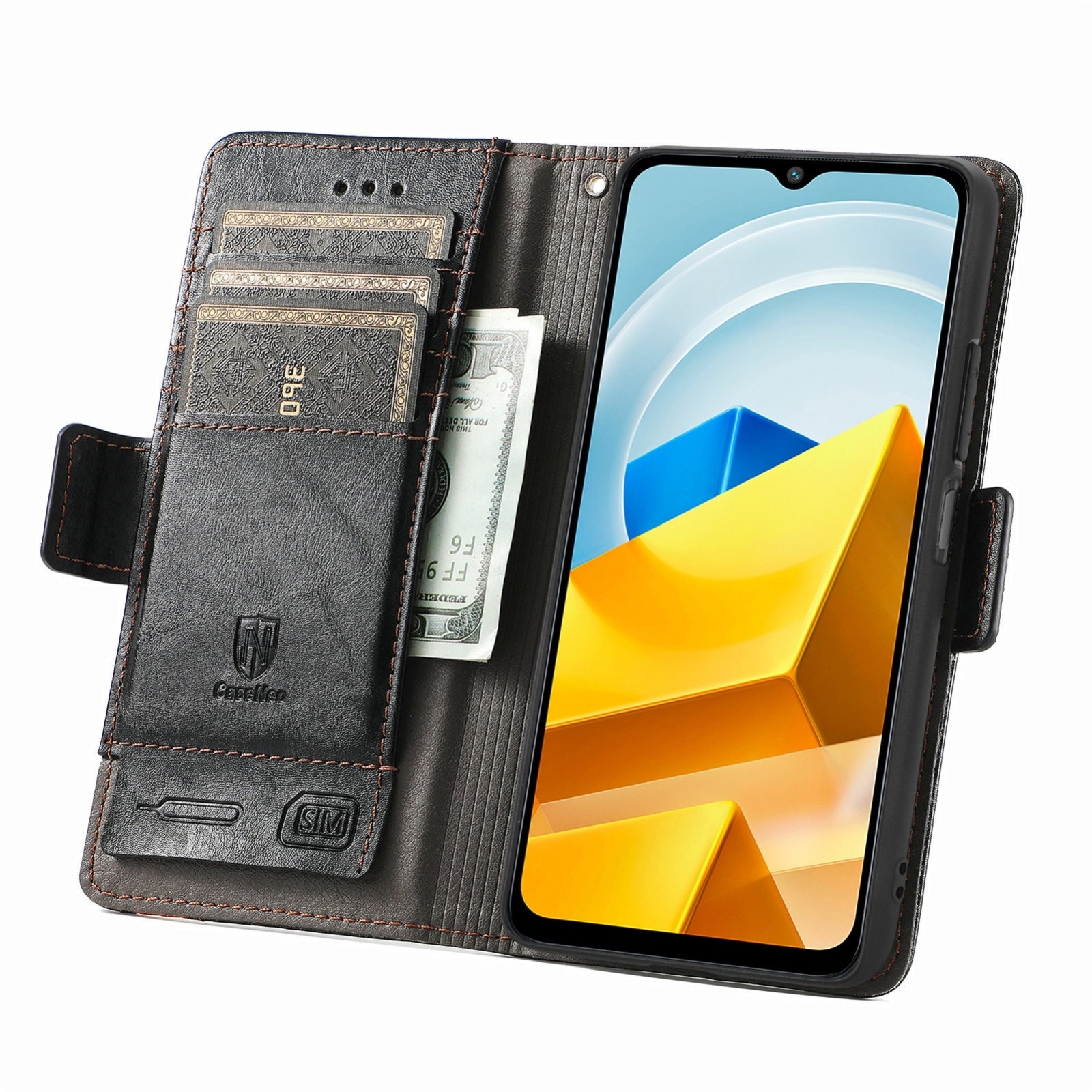 Xiaomi Poco M5 Θήκη Βιβλίο Μαύρο CaseNeo Splicing Dual Magnetic Buckle Phone Case Black
