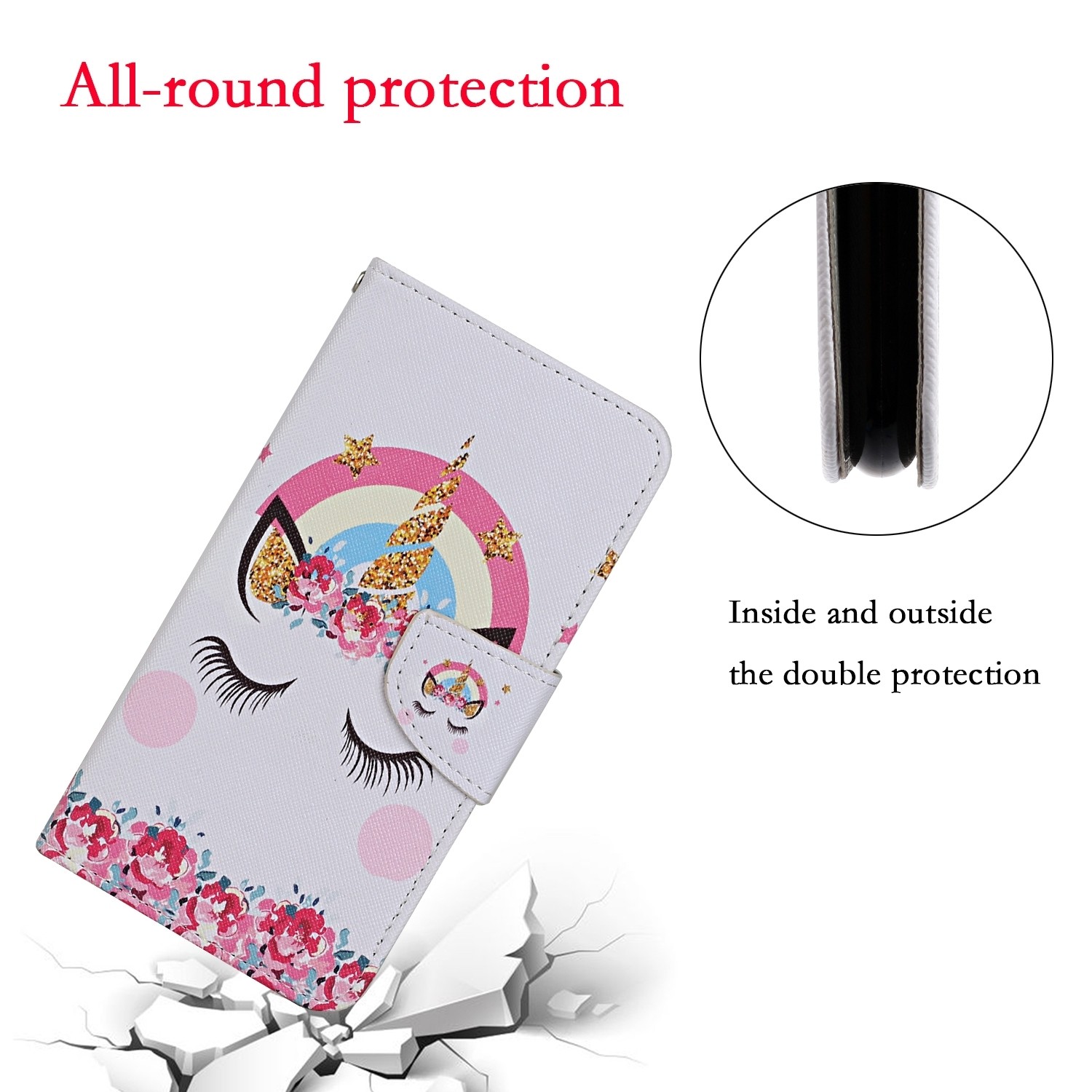 Samsung Galaxy A55 5G Θήκη Βιβλίο Colored Drawing Pattern Phone Case Crown Unicorn