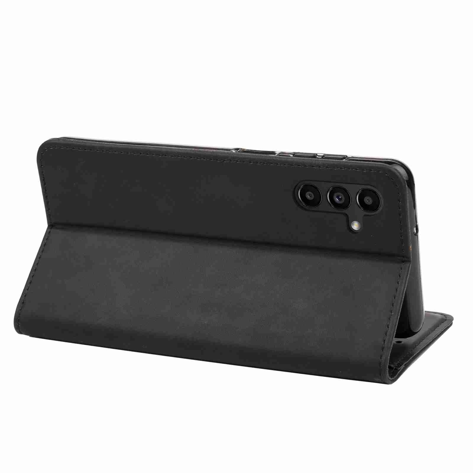 Samsung Galaxy A55 5G Θήκη Βιβλίο Μαύρο Skin Feel Splicing Phone Case Black