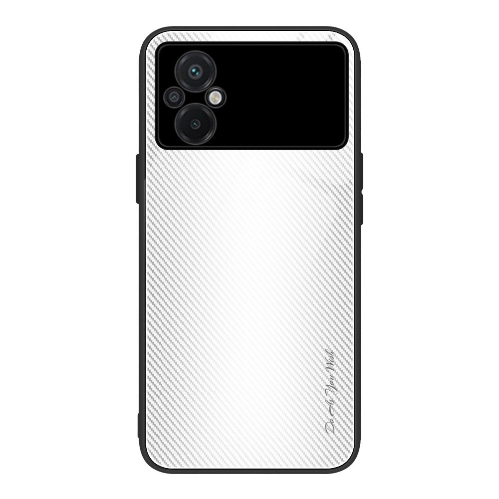 Xiaomi Poco M5 Θήκη Λευκή Με Πλαίσιο Σιλικόνης Και Όψη Γυαλιού Texture Gradient Glass TPU Phone Case White