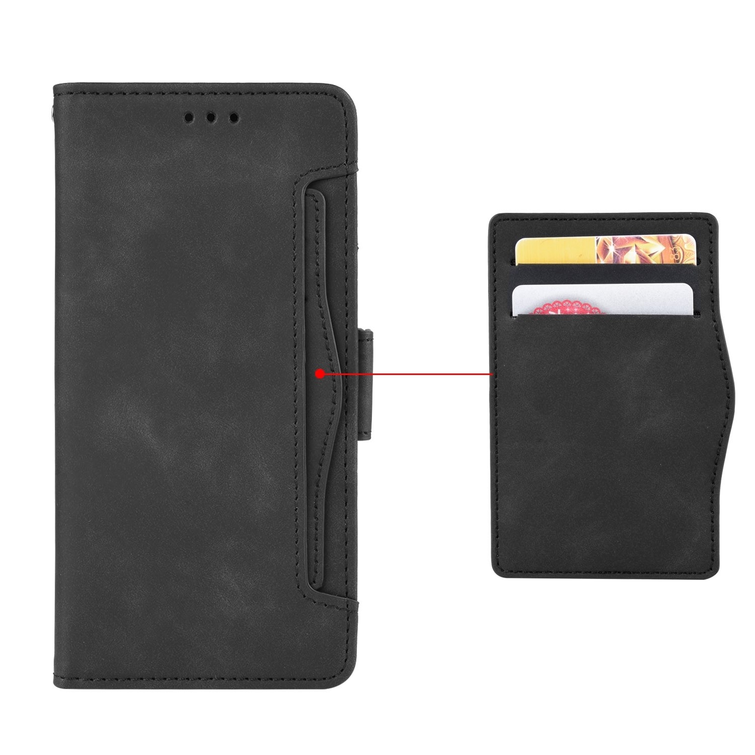 Xiaomi 14 Θήκη Βιβλίο Μαύρο Skin Feel Calf Texture Card Slots Phone Case Black