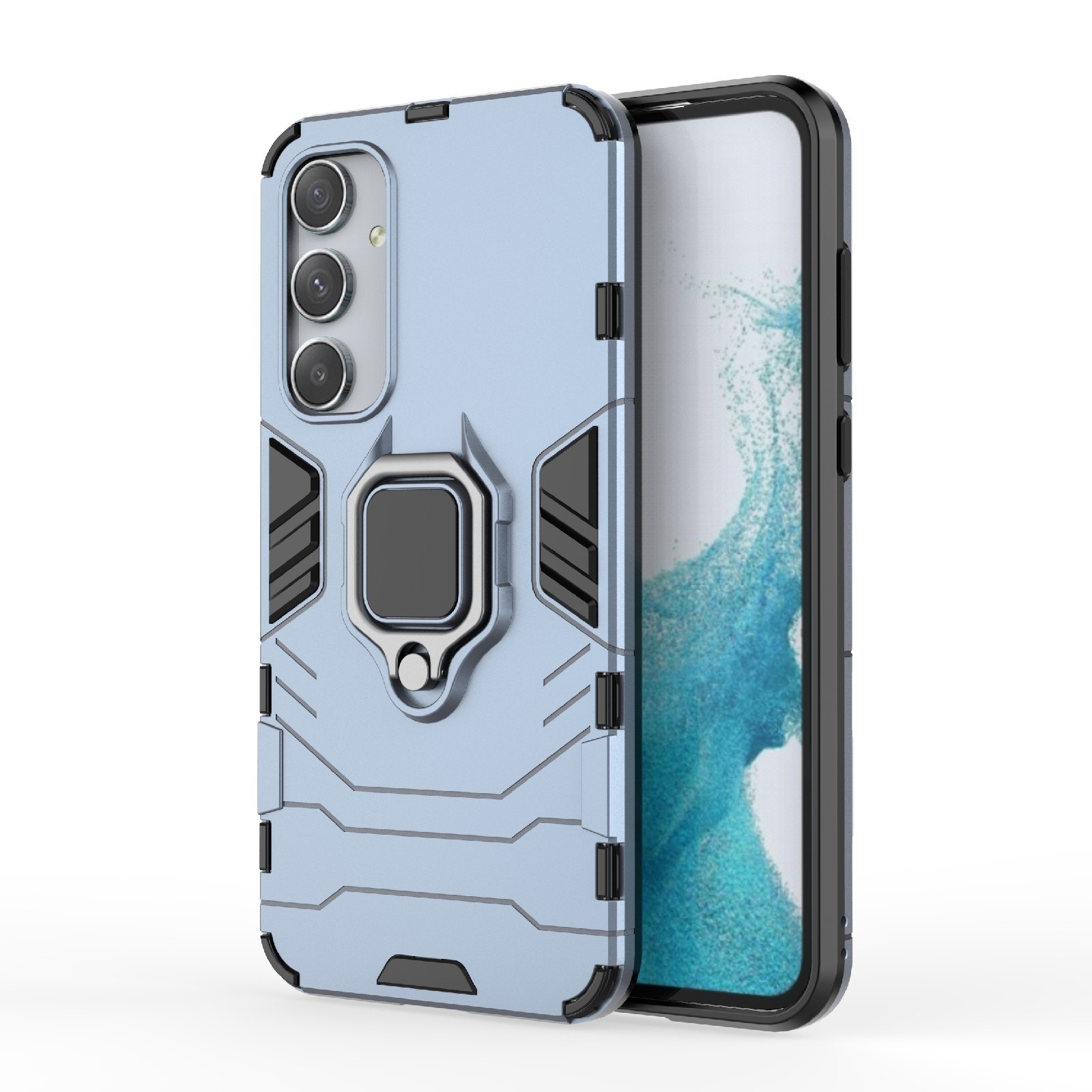 Samsung Galaxy A35 5G Σκληρή Θήκη Μπλε Με Σταντ PC + TPU Shockproof Phone Case with Magnetic Ring Holder Blue