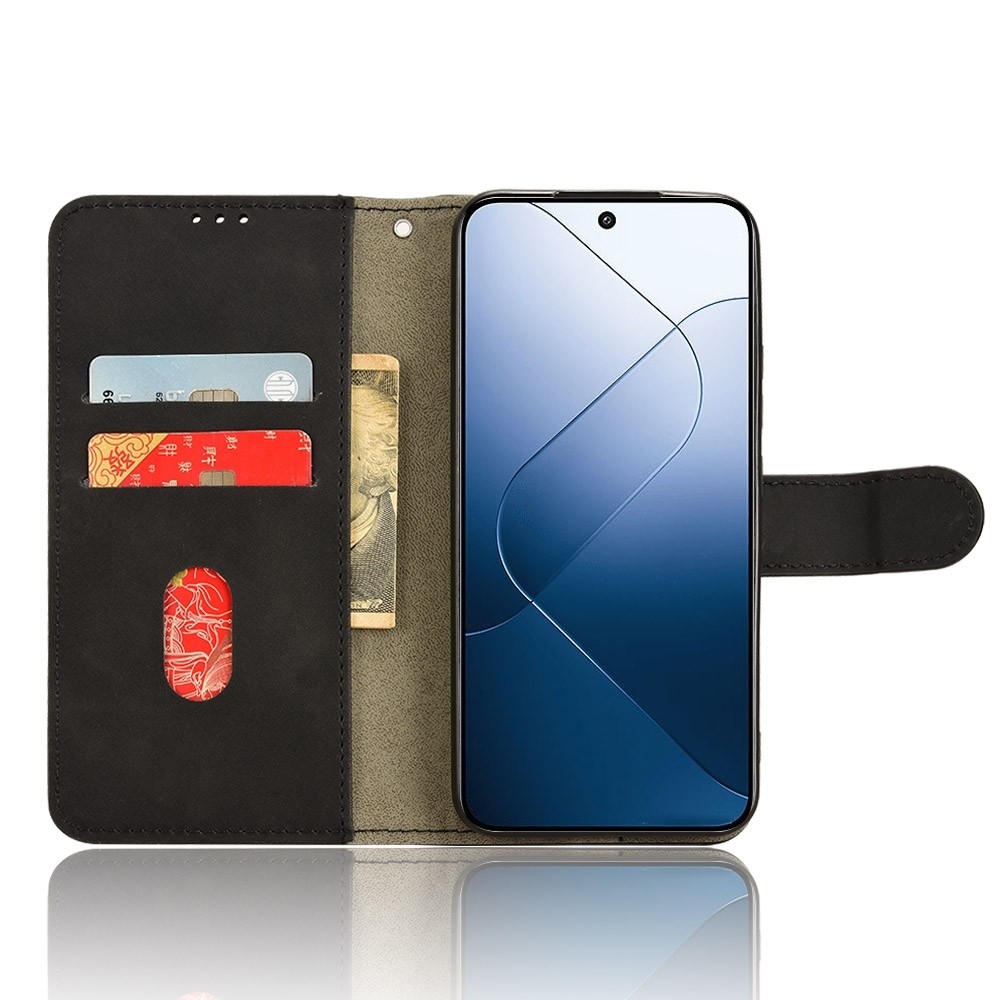 Xiaomi 14 Θήκη Βιβλίο Μαύρο Skin Feel Magnetic Flip Phone Case Black