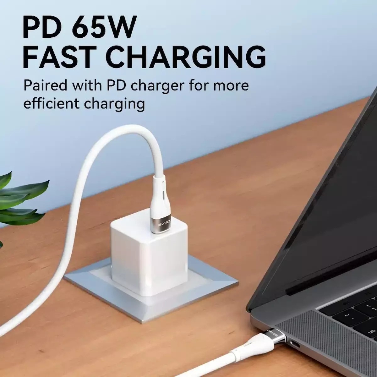 Wozinsky USB 2.0 Cable USB-C male - USB-C 65W Λευκό 2m (WSTCC2)