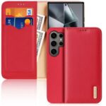 Samsung Galaxy S24 Ultra 5G Θήκη Βιβλίο Κ΄όκκινο από Γνήσιο Δέρμα Dux Ducis Hivo Stand Red