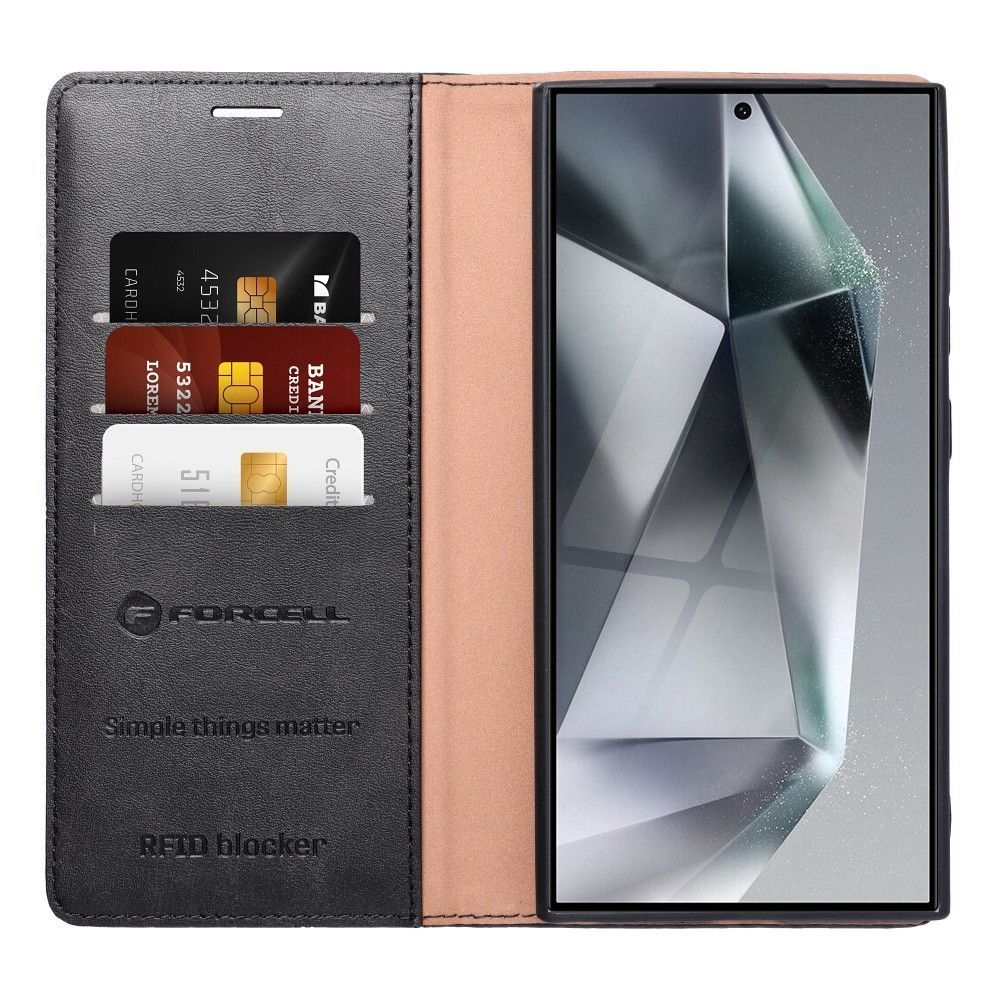 Samsung Galaxy S24 5G Θήκη Βιβλίο Μαύρο Forcell F-Protect PU Leather RFID Wallet Case Black