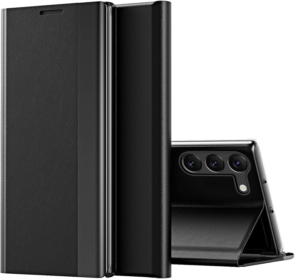Samsung Galaxy S24 5G Θήκη Βιβλίο Μαύρο Side Display Magnetic Horizontal Flip Plain Texture Cloth + PC