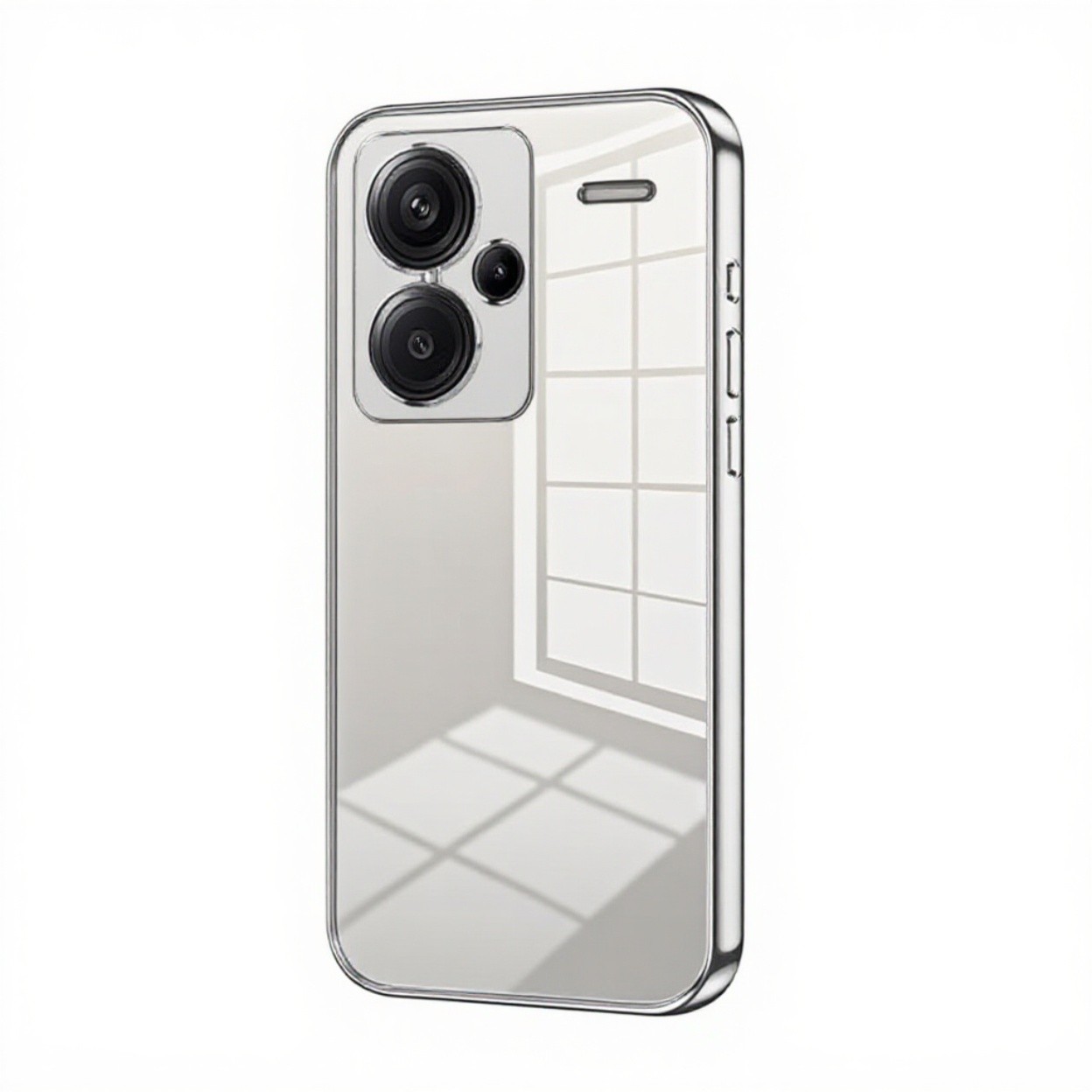 Forcell Xiaomi Redmi Note 13 Pro Plus 5G Plating Fine Hole Θήκη με Πλαίσιο Σιλικόνης Διάφανη - Silver