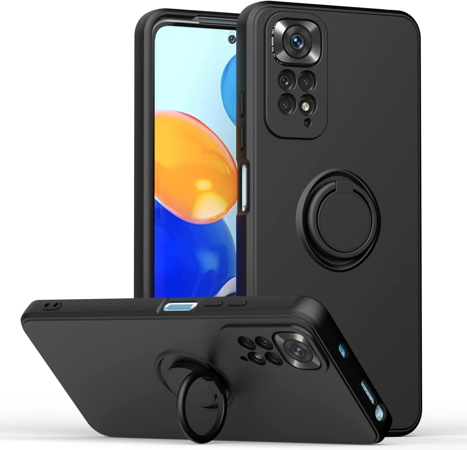 Forcell Xiaomi Redmi Note 11 / Note 11S Ring Holder Θήκη Σιλικόνης - Black