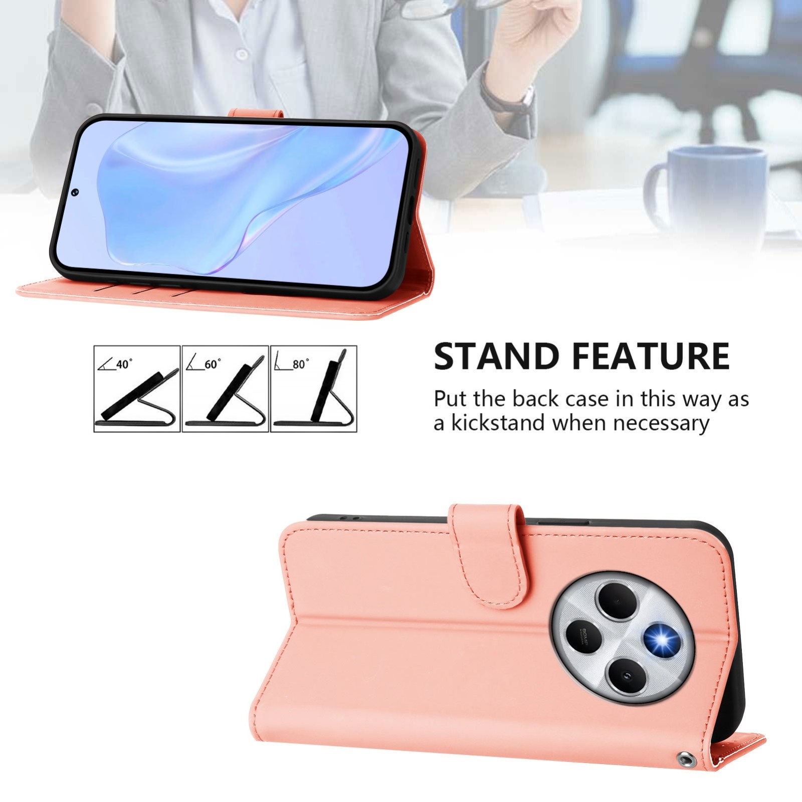 Tel1 Xiaomi Redmi 14C 4G Skin Feel Solid Color Θήκη Βιβλίο - Pink