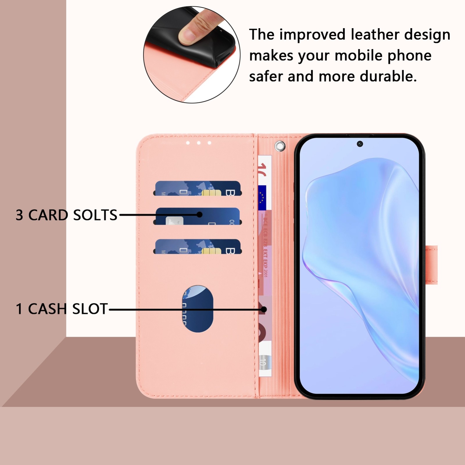 Tel1 Xiaomi Redmi 14C 4G Skin Feel Solid Color Θήκη Βιβλίο - Pink
