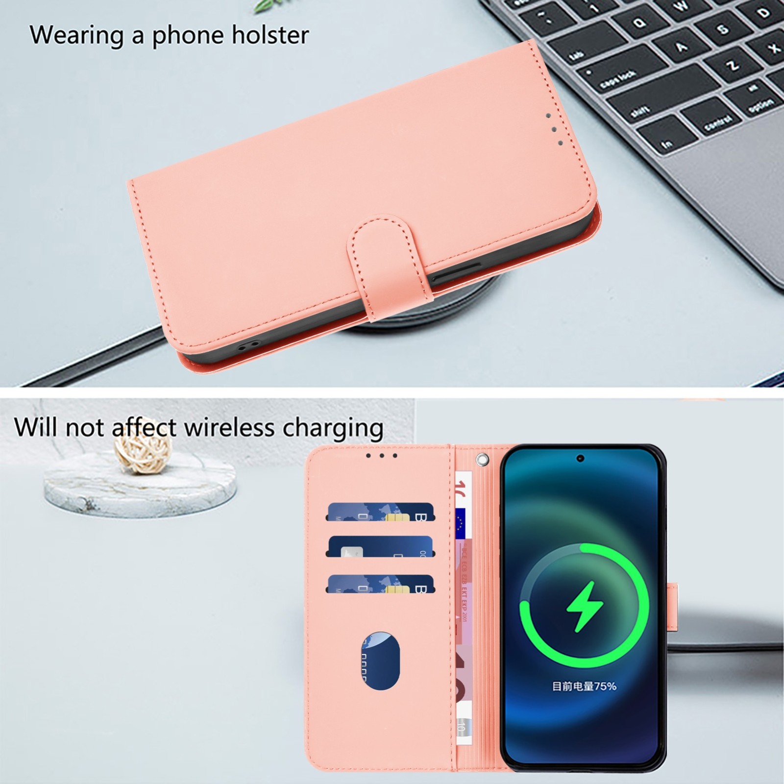 Tel1 Xiaomi Redmi 14C 4G Skin Feel Solid Color Θήκη Βιβλίο - Pink