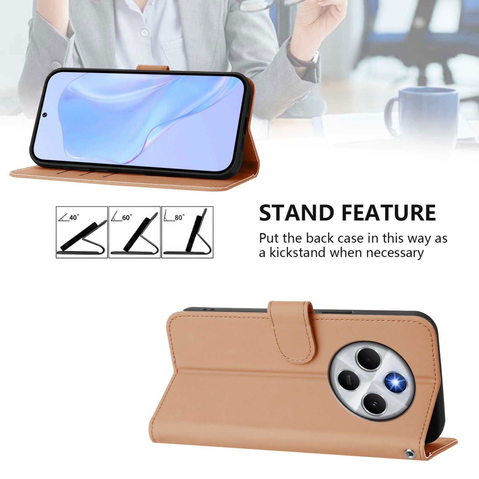 Tel1 Xiaomi Redmi 14C 4G Skin Feel Solid Color Θήκη Βιβλίο - Nude