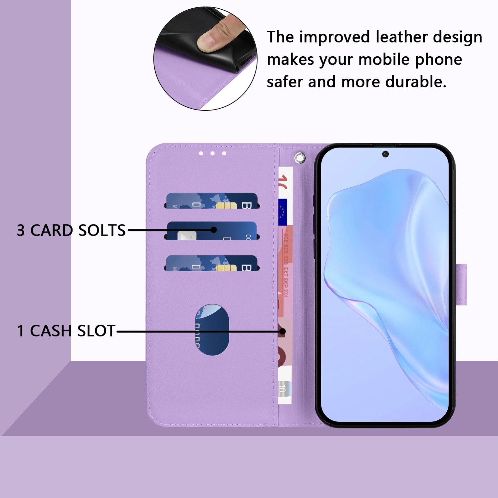 Tel1 Xiaomi Redmi 14C 4G Skin Feel Solid Color Θήκη Βιβλίο - Lavender Purple