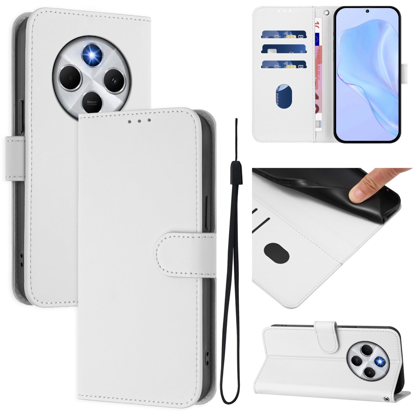 Tel1 Xiaomi Redmi 14C 4G Skin Feel Solid Color Θήκη Βιβλίο - White
